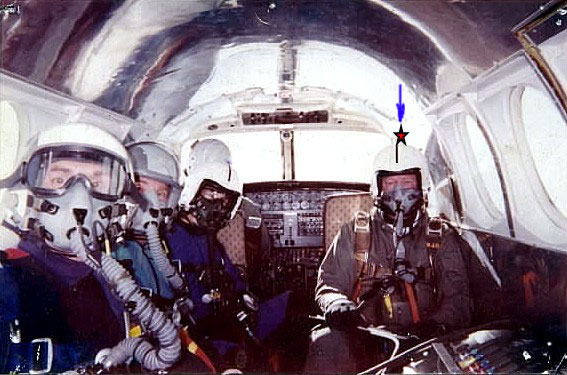 Mike (right) riding up to do a high altitude low opening jump